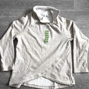 BNWT Earth Yoga asymmetrical zip up fleece sweater